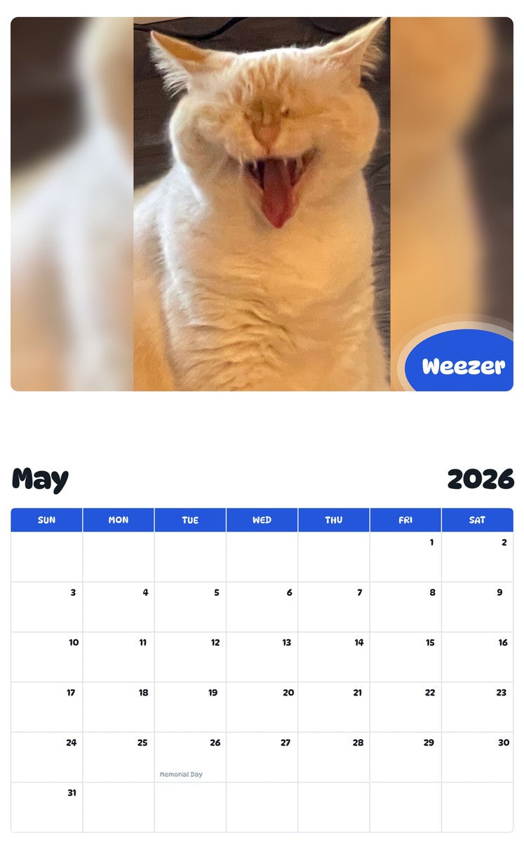 2026 - 2027 Weezer - Pawidols Pet Calendar
