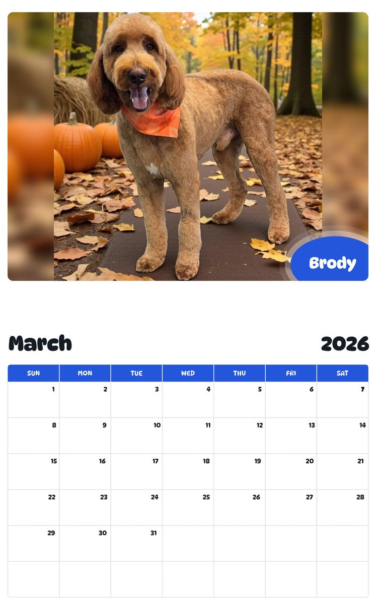November 2025 - October 2026 Brody - Pawidols Pet Calendar