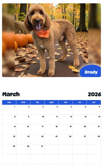 November 2025 - October 2026 Brody - Pawidols Pet Calendar