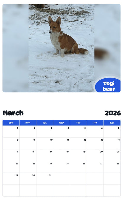 November 2025 - October 2026 Yogi bear - Pawidols Pet Calendar