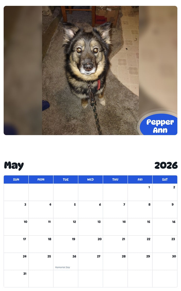 2026 - 2027 Pepper Ann - Pawidols Pet Calendar