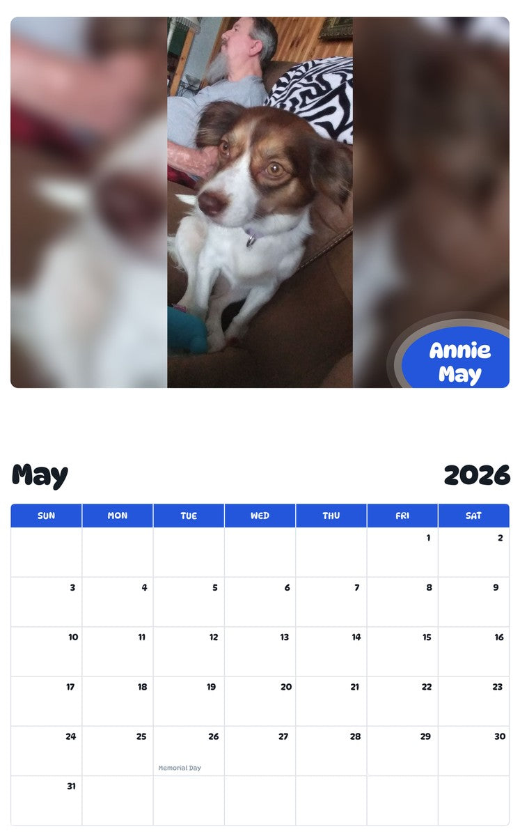 2026 - 2027 Annie May - Pawidols Pet Calendar
