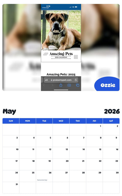 2026 - 2027 Ozzie - Pawidols Pet Calendar