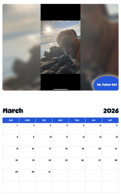 November 2025 - October 2026 Mr. Tater Tot - Pawidols Pet Calendar