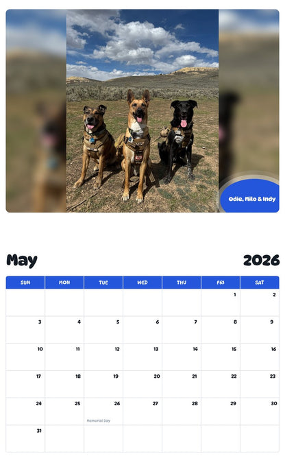 2026 - 2027 Odie, Milo & Indy - Pawidols Pet Calendar