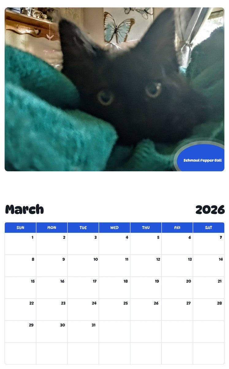 November 2025 - October 2026 Schmaul Pepper Ball - Pawidols Pet Calendar