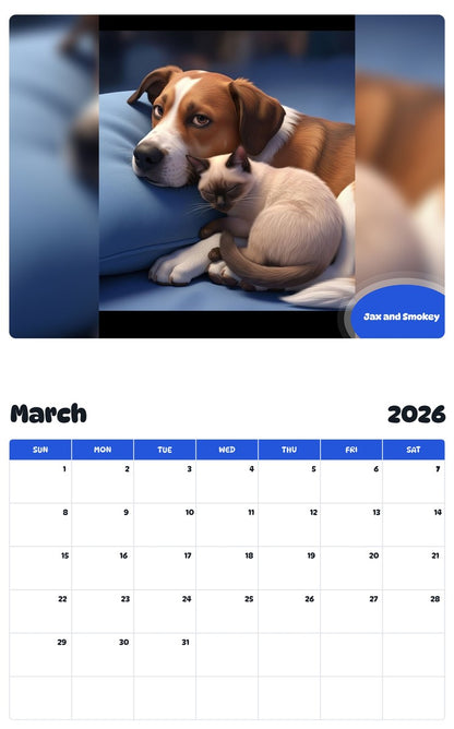 November 2025 - October 2026 Jax and Smokey - Pawidols Pet Calendar