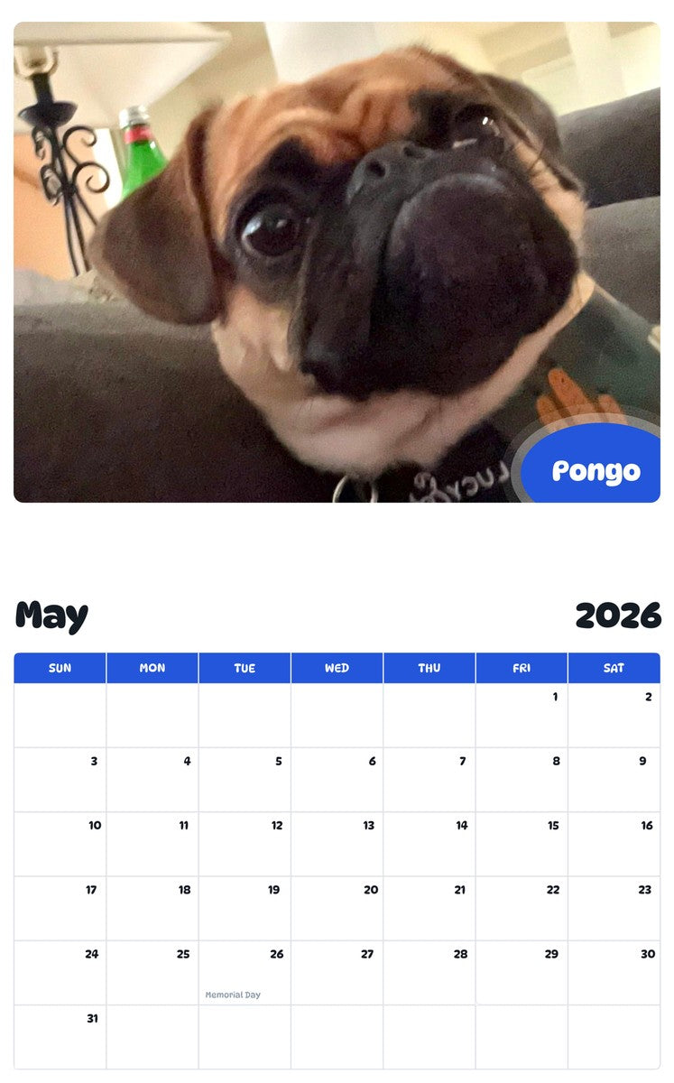 2026 - 2027 Pongo - Pawidols Pet Calendar