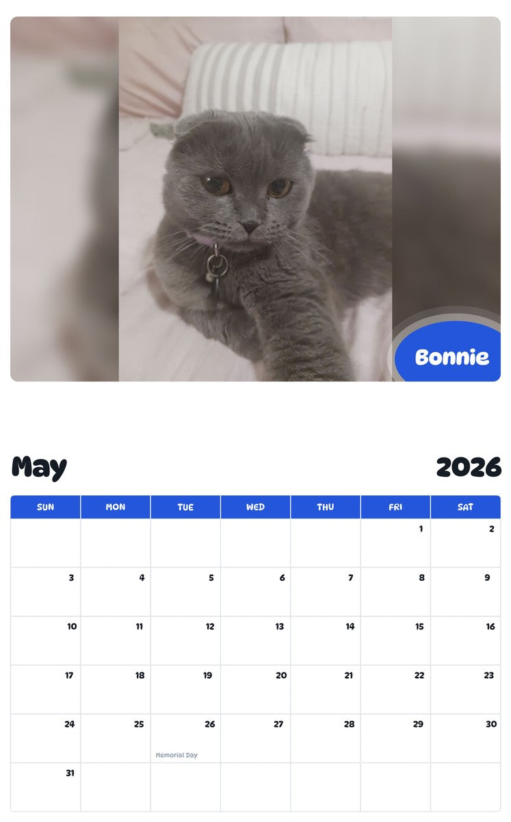 2026 - 2027 Bonnie - Pawidols Pet Calendar