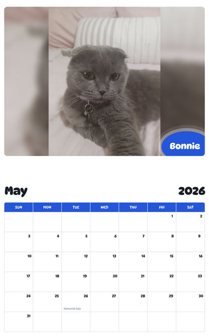 2026 - 2027 Bonnie - Pawidols Pet Calendar