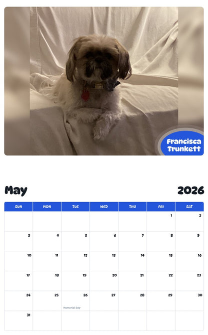 2026 - 2027 Francisca Trunkett - Pawidols Pet Calendar