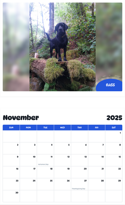 July 2025 - June 2026 Bass - Pawidols Pet Calendar