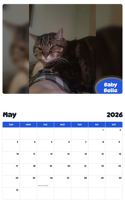 2026 - 2027 Baby Belle - Pawidols Pet Calendar