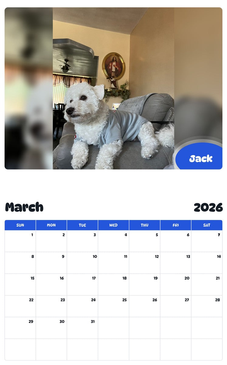 November 2025 - October 2026 Jack - Pawidols Pet Calendar