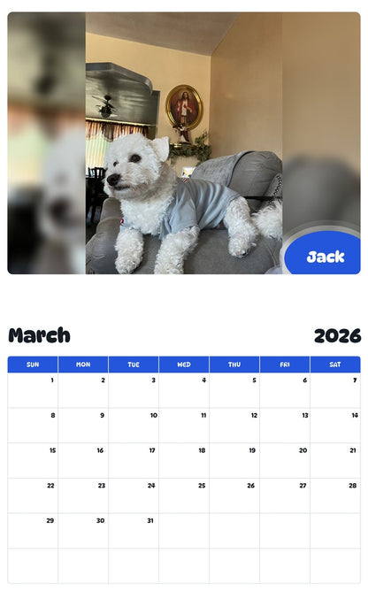 November 2025 - October 2026 Jack - Pawidols Pet Calendar