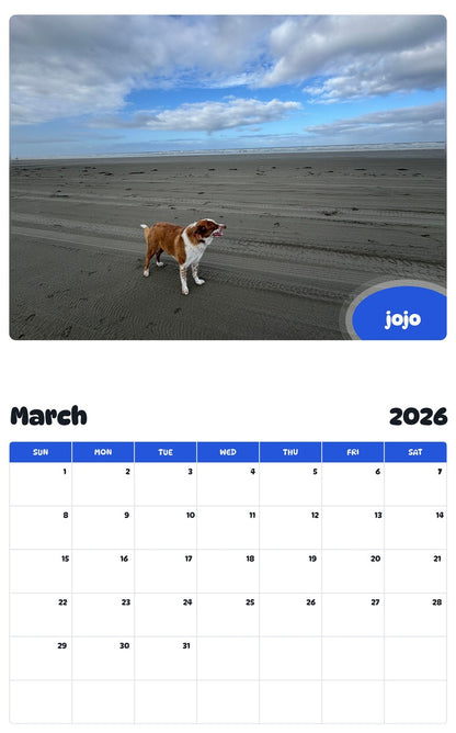 November 2025 - October 2026 jojo - Pawidols Pet Calendar