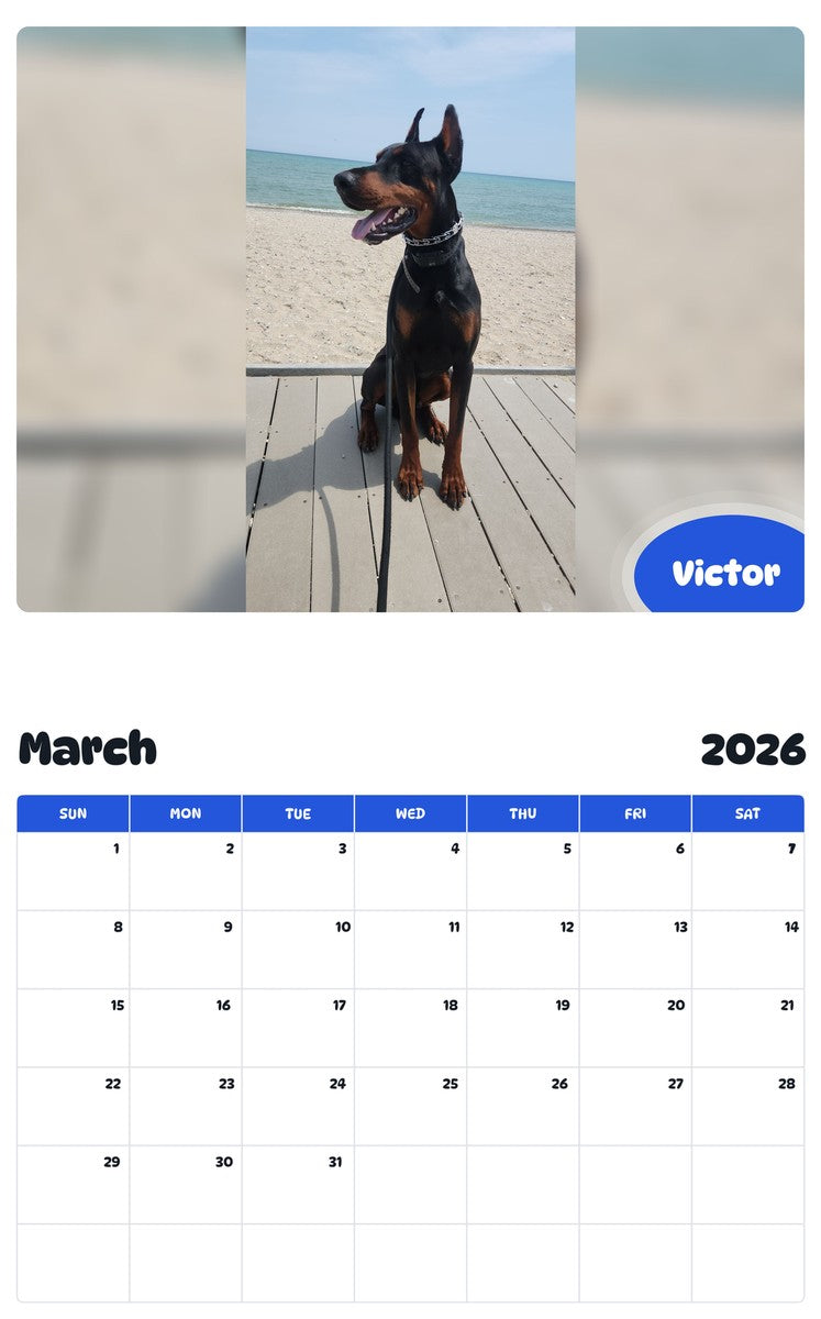November 2025 - October 2026 Victor - Pawidols Pet Calendar