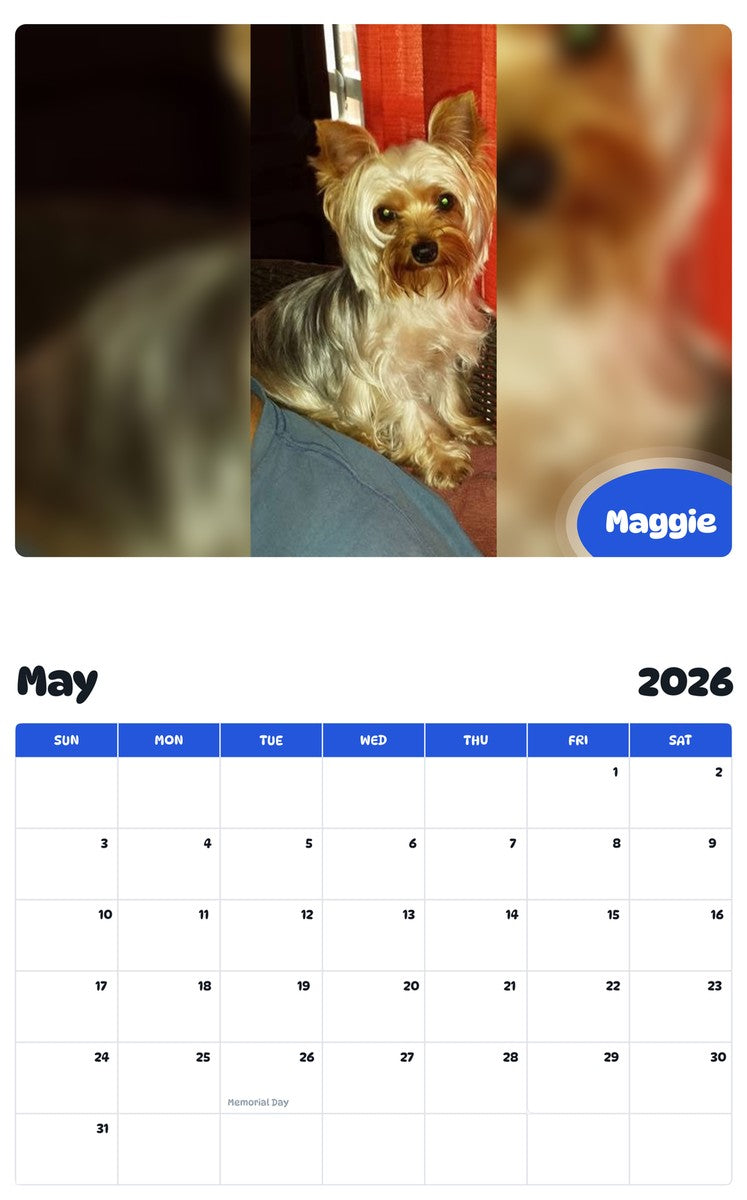 2026 - 2027 Maggie - Pawidols Pet Calendar