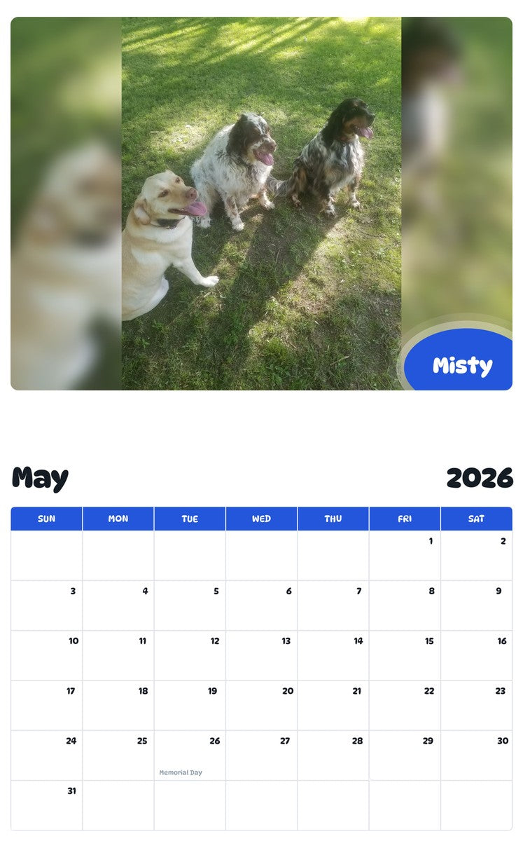 2026 - 2027 Misty - Pawidols Pet Calendar