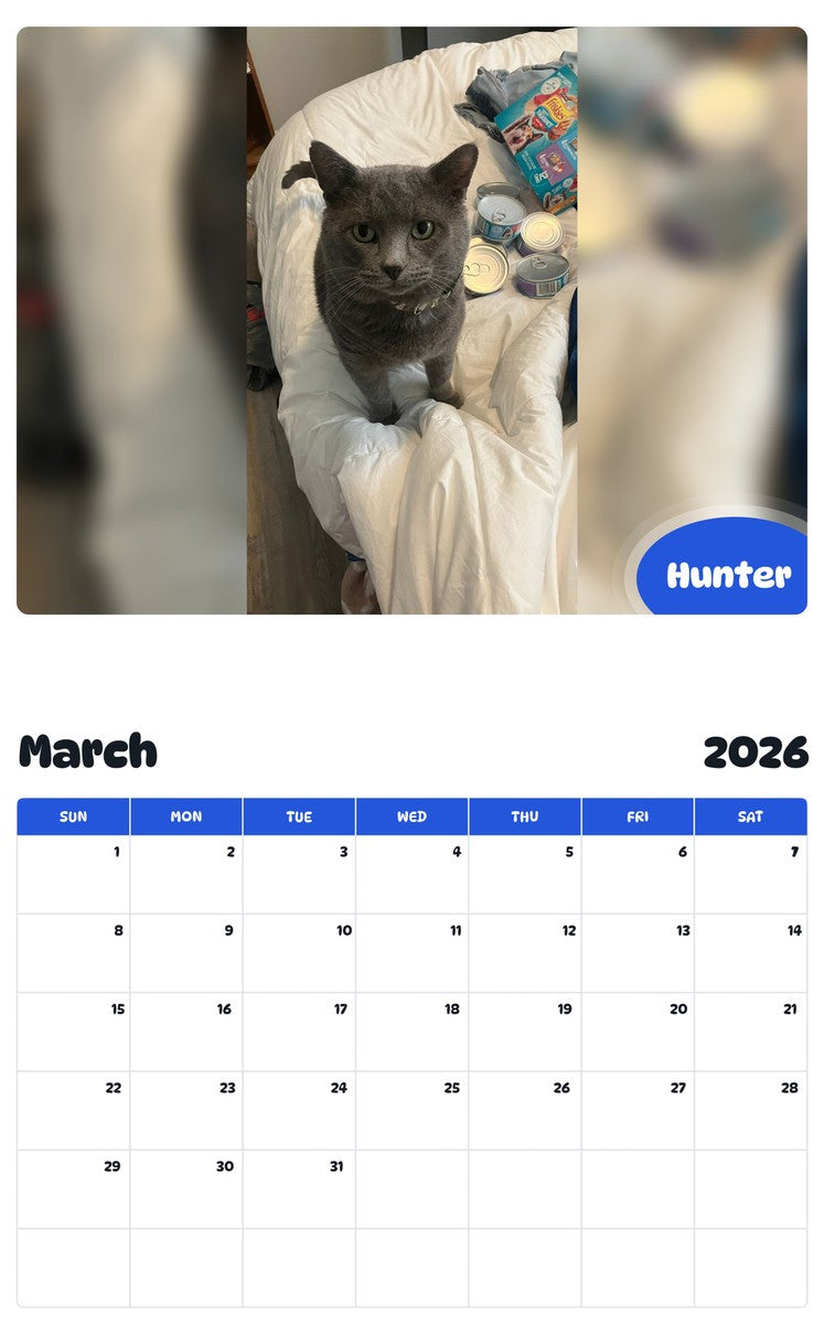 November 2025 - October 2026 Hunter - Pawidols Pet Calendar