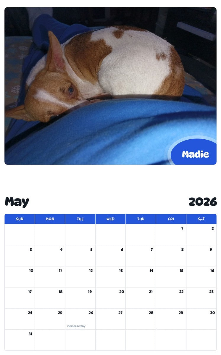 2026 - 2027 Madie - Pawidols Pet Calendar