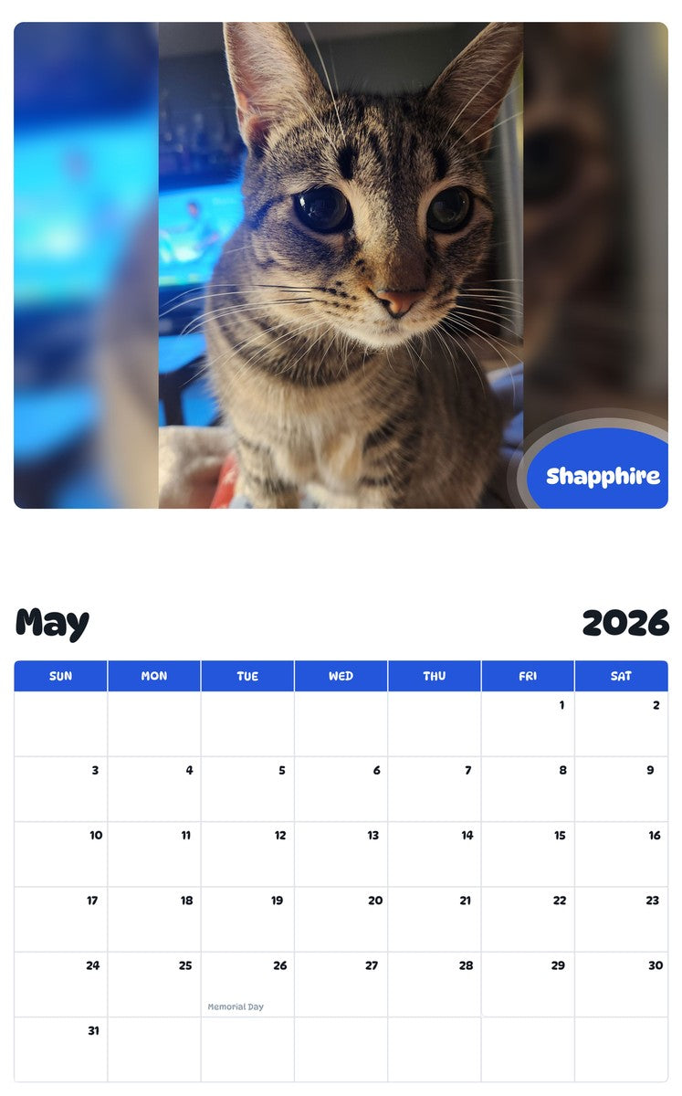 2026 - 2027 Shapphire - Pawidols Pet Calendar