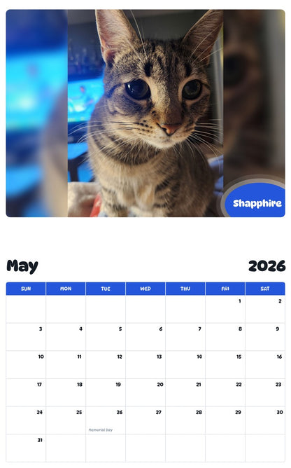 2026 - 2027 Shapphire - Pawidols Pet Calendar