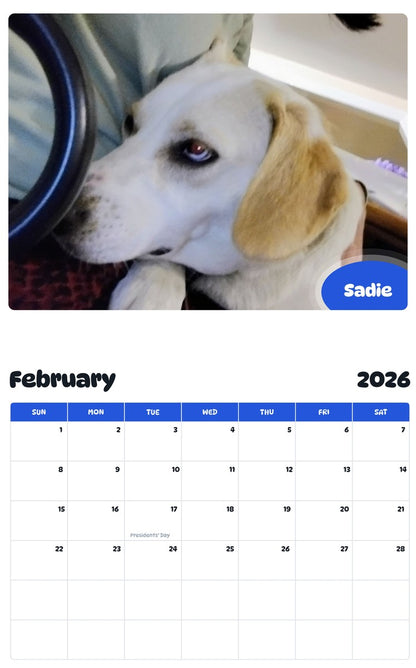 October 2025 - September 2026 Sadie - Pawidols Pet Calendar