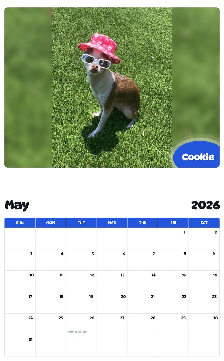 2026 - 2027 Cookie - Pawidols Pet Calendar