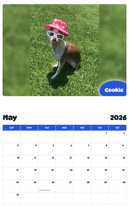 2026 - 2027 Cookie - Pawidols Pet Calendar