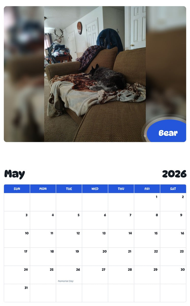 2026 - 2027 Bear - Pawidols Pet Calendar