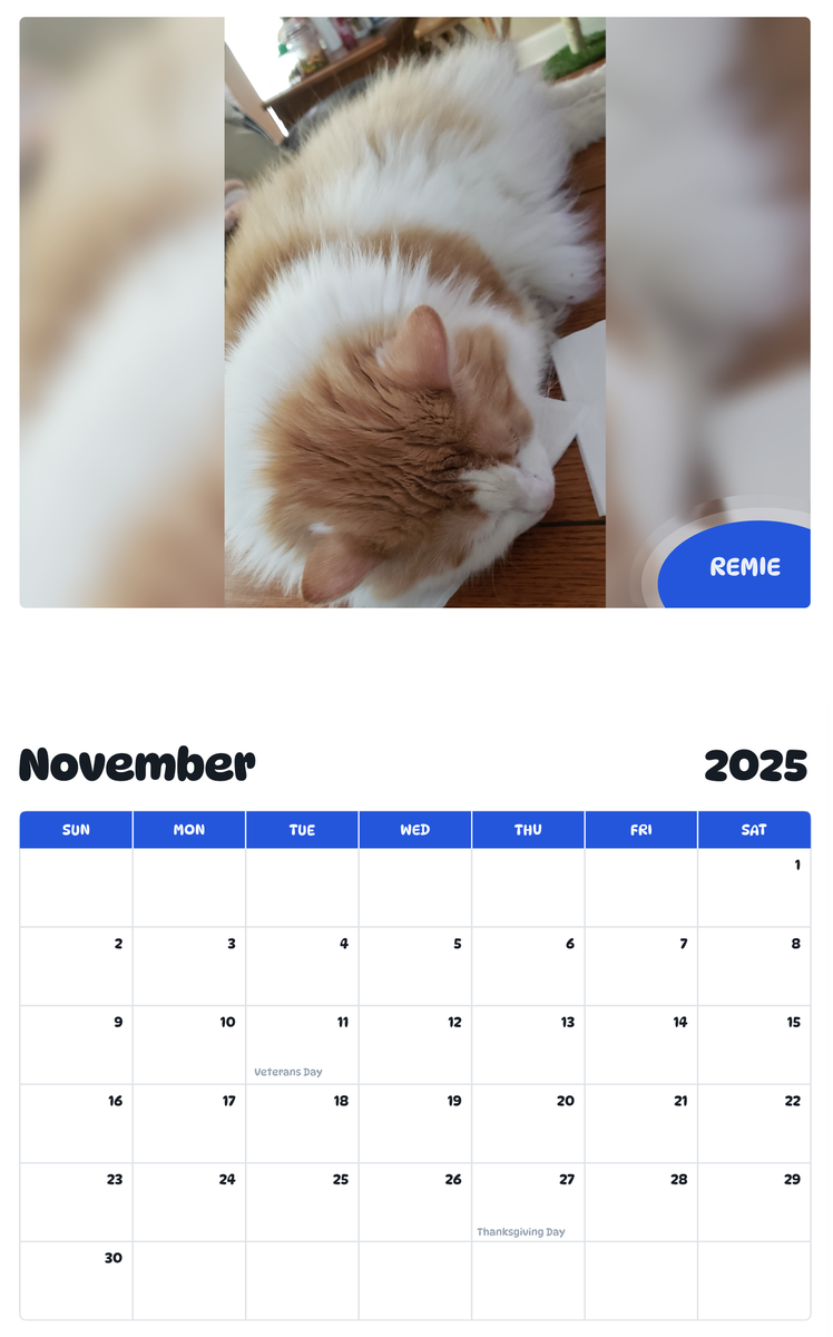 July 2025 - June 2026 Remie - Pawidols Pet Calendar
