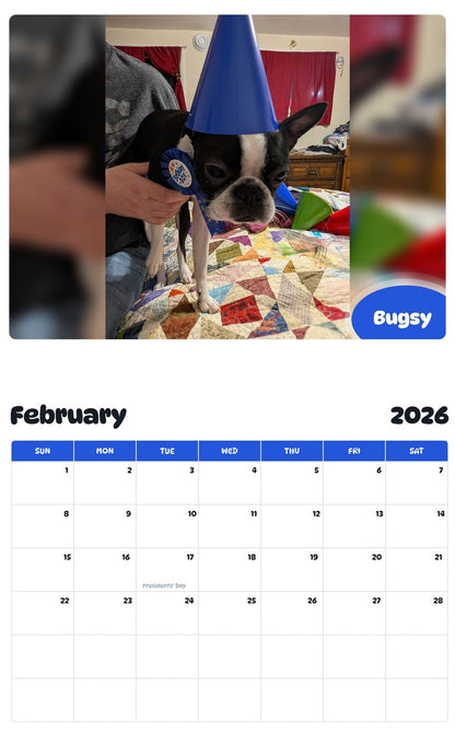 October 2025 - September 2026 Bugsy - Pawidols Pet Calendar