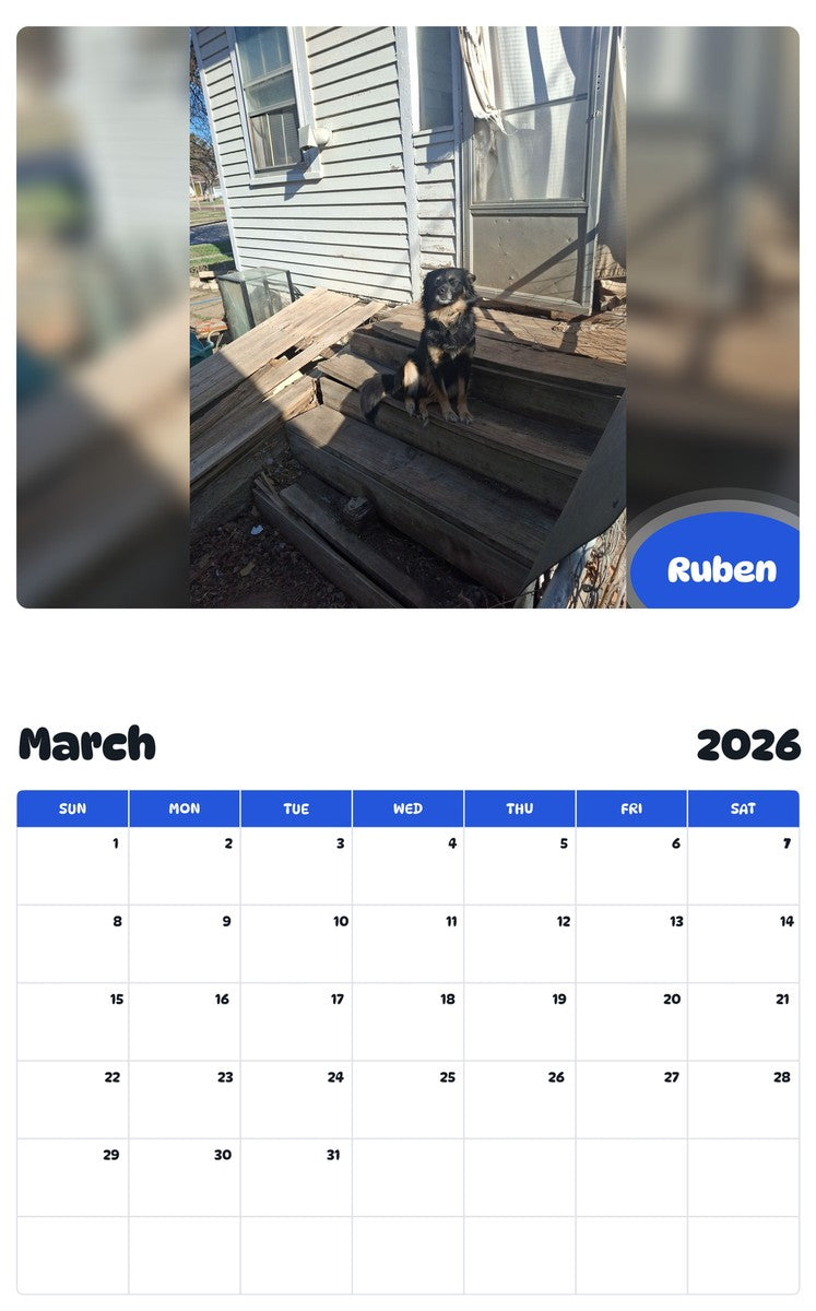 November 2025 - October 2026 Ruben - Pawidols Pet Calendar