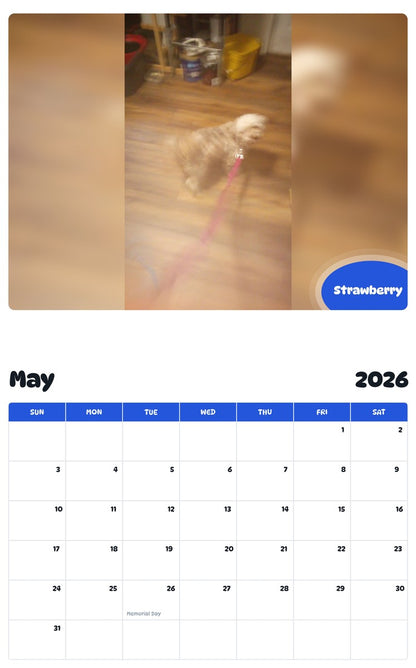 2026 - 2027 Strawberry - Pawidols Pet Calendar
