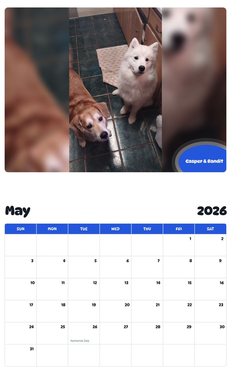 2026 - 2027 Casper & Bandit - Pawidols Pet Calendar