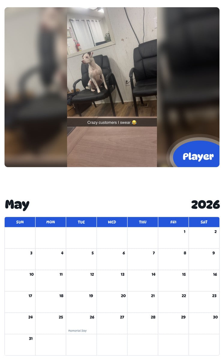 2026 - 2027 Player - Pawidols Pet Calendar