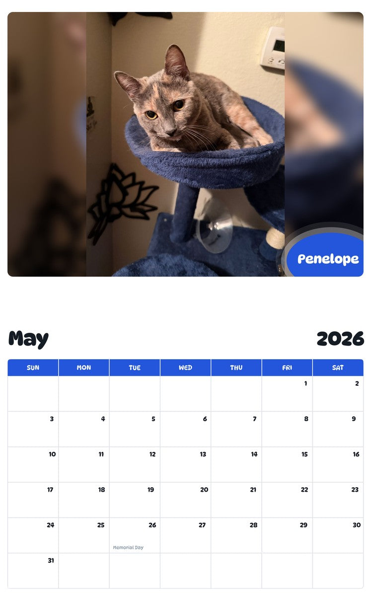 2026 - 2027 Penelope - Pawidols Pet Calendar