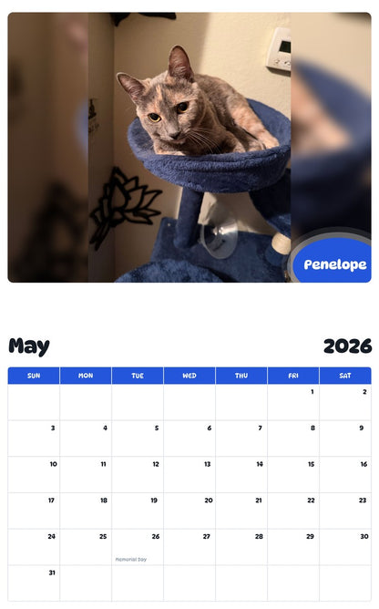 2026 - 2027 Penelope - Pawidols Pet Calendar