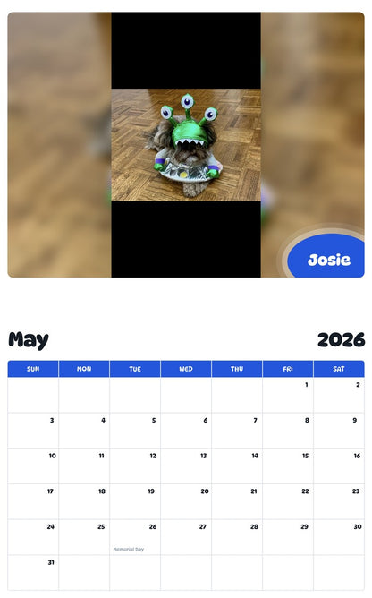 2026 - 2027 Josie - Pawidols Pet Calendar