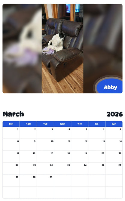 November 2025 - October 2026 Abby - Pawidols Pet Calendar