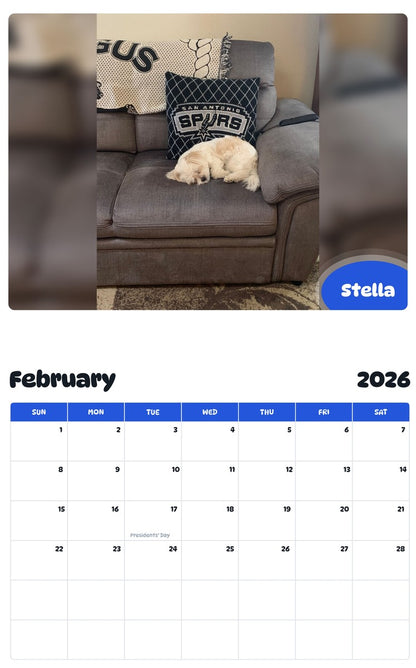 October 2025 - September 2026 Stella - Pawidols Pet Calendar
