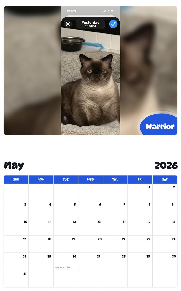 2026 - 2027 Warrior - Pawidols Pet Calendar