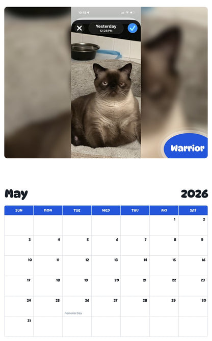2026 - 2027 Warrior - Pawidols Pet Calendar