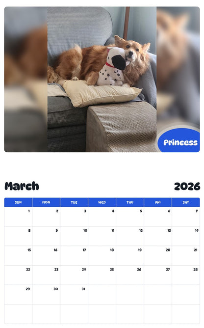 November 2025 - October 2026 Princess - Pawidols Pet Calendar