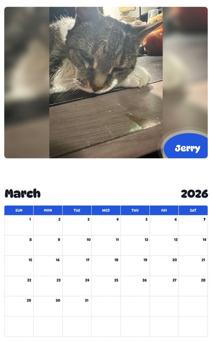 November 2025 - October 2026 Jerry - Pawidols Pet Calendar