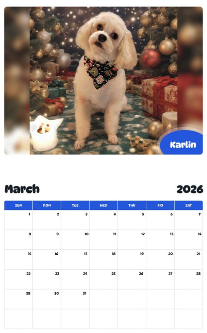 November 2025 - October 2026 Karlin - Pawidols Pet Calendar