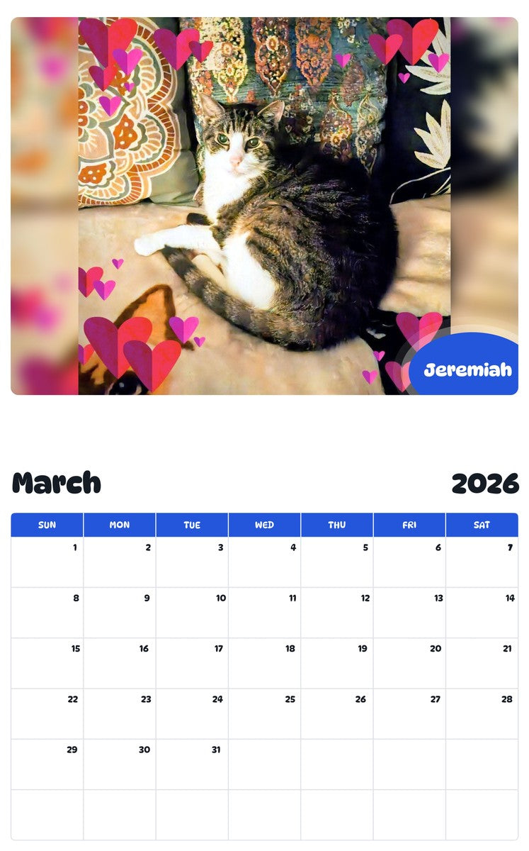 November 2025 - October 2026 Jeremiah - Pawidols Pet Calendar