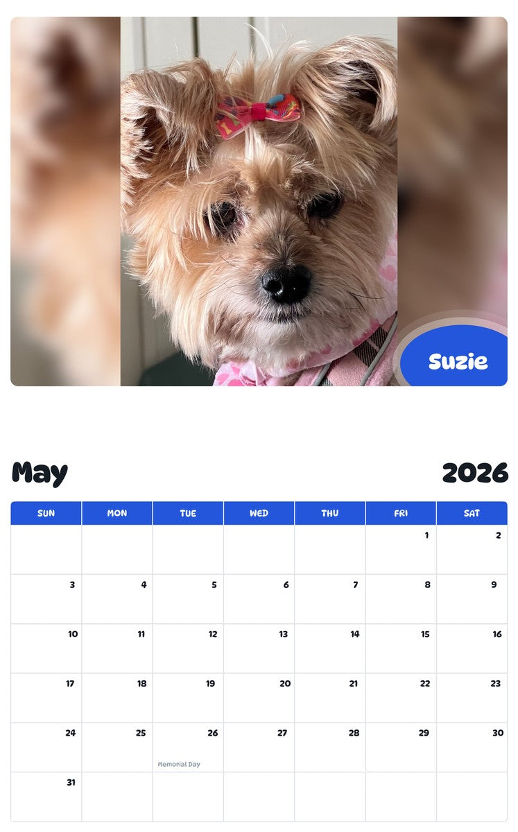 2026 - 2027 Suzie - Pawidols Pet Calendar