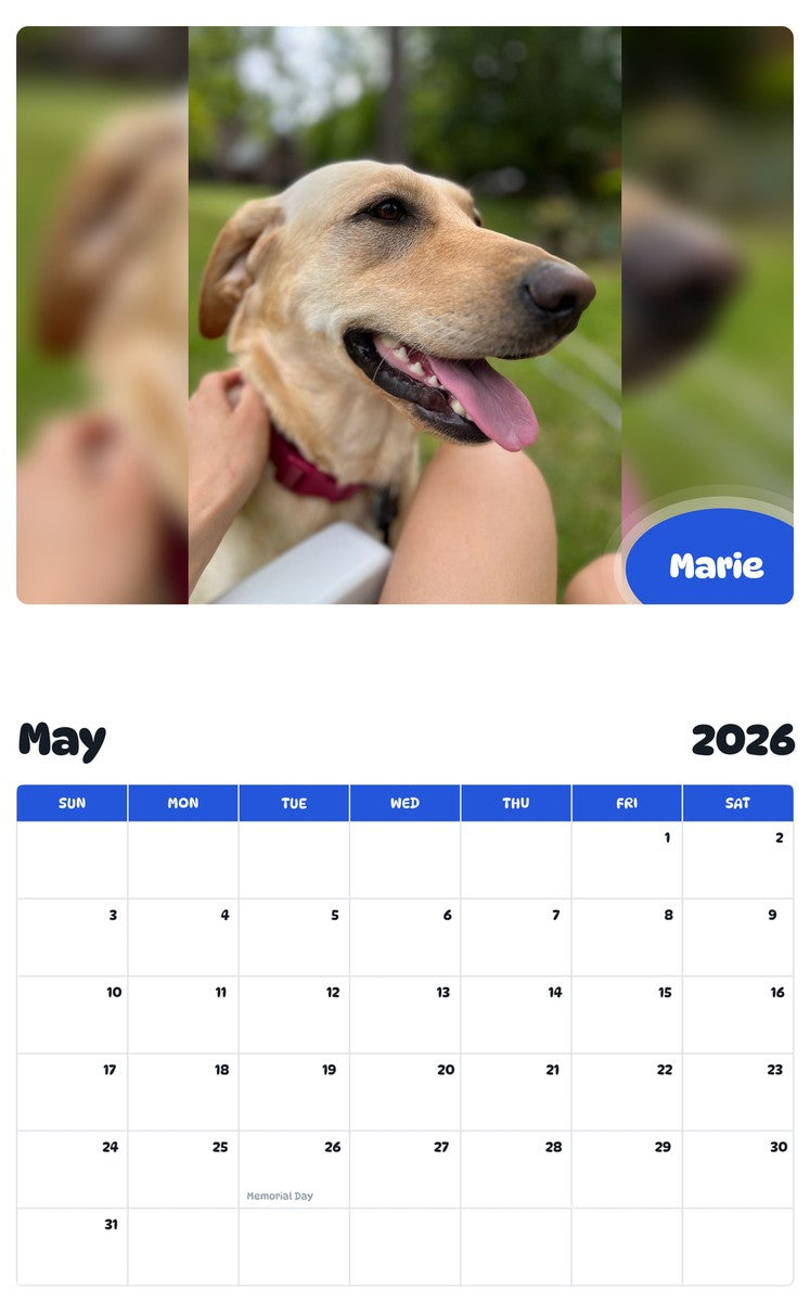 2026 - 2027 Marie - Pawidols Pet Calendar